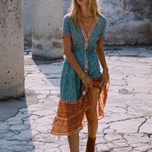 Arnhem wisteria floral midi dress